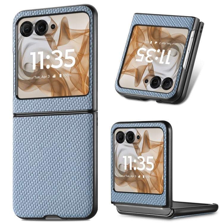 For Motorola Razr 50 Ultra Carbon Fiber Texture Leather Back Phone Case(Blue) by buy2fix