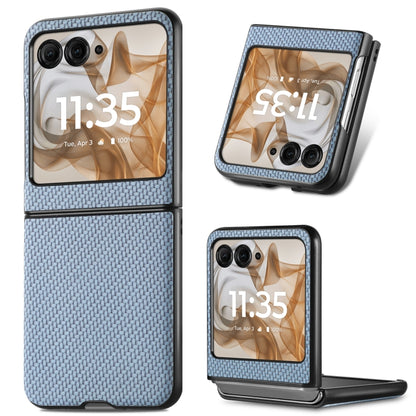 For Motorola Razr 50 Ultra Carbon Fiber Texture Leather Back Phone Case(Blue) by buy2fix