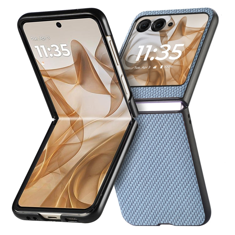 For Motorola Razr 50 Ultra Carbon Fiber Texture Leather Back Phone Case(Blue) by buy2fix