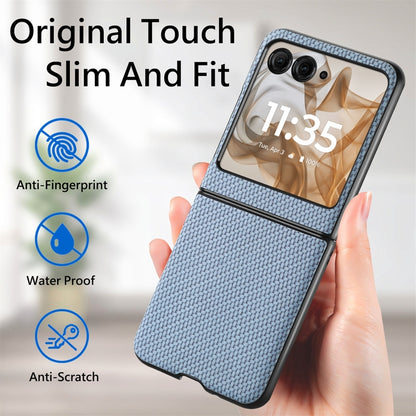 For Motorola Razr 50 Ultra Carbon Fiber Texture Leather Back Phone Case(Blue) by buy2fix