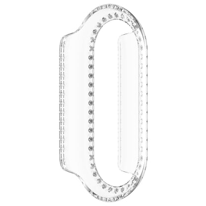 For Xiaomi Smart Band 9 NFC Diamond Half Coverage Hollow PC Watch Protective Case(Transparent White) - Watch Cases by buy2fix | Online Shopping UK | buy2fix