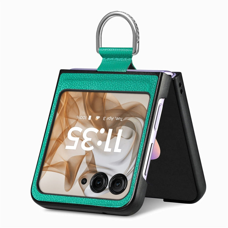 For Motorola Razr 50 Ultra Litchi Texture Leather Ring Fold Phone Case(Green) by buy2fix