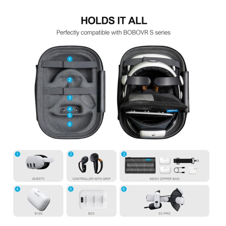 BOBOVR C3 For Meta Quest 3 Carrying Bag Hardshell Storage Case VR Accessories - VR Accessories by buy2fix | Online Shopping UK | buy2fix