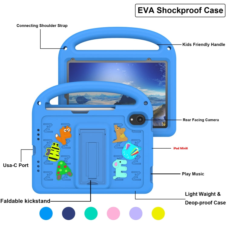 For iPad mini 6 / mini 2024 Cartoon Sparrow EVA Shockproof Tablet Case(Blue) - iPad mini 6 Cases by buy2fix | Online Shopping UK | buy2fix