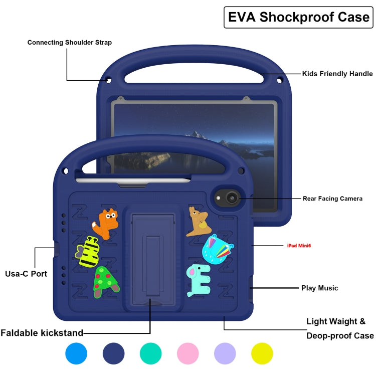 For iPad mini 6 / mini 2024 Cartoon Sparrow EVA Shockproof Tablet Case(Navy Blue) - iPad mini 6 Cases by buy2fix | Online Shopping UK | buy2fix