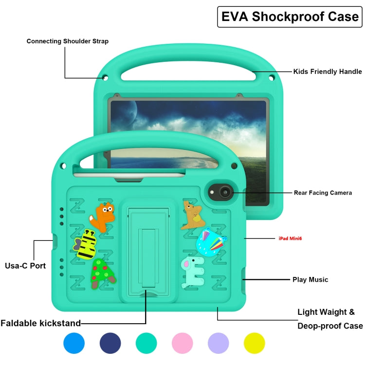 For iPad mini 6 / mini 2024 Cartoon Sparrow EVA Shockproof Tablet Case(Glacier Green) - iPad mini 6 Cases by buy2fix | Online Shopping UK | buy2fix