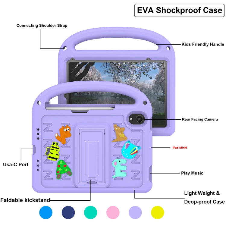 For iPad mini 6 / mini 2024 Cartoon Sparrow EVA Shockproof Tablet Case(Taro Purple) - iPad mini 6 Cases by buy2fix | Online Shopping UK | buy2fix