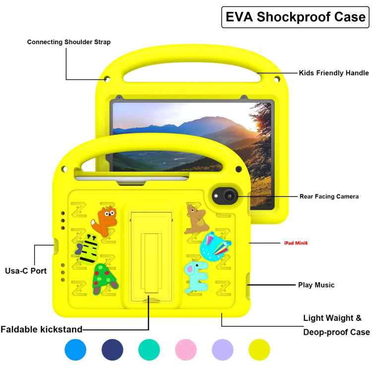 For iPad mini 6 / mini 2024 Cartoon Sparrow EVA Shockproof Tablet Case(Yellow) - iPad mini 6 Cases by buy2fix | Online Shopping UK | buy2fix