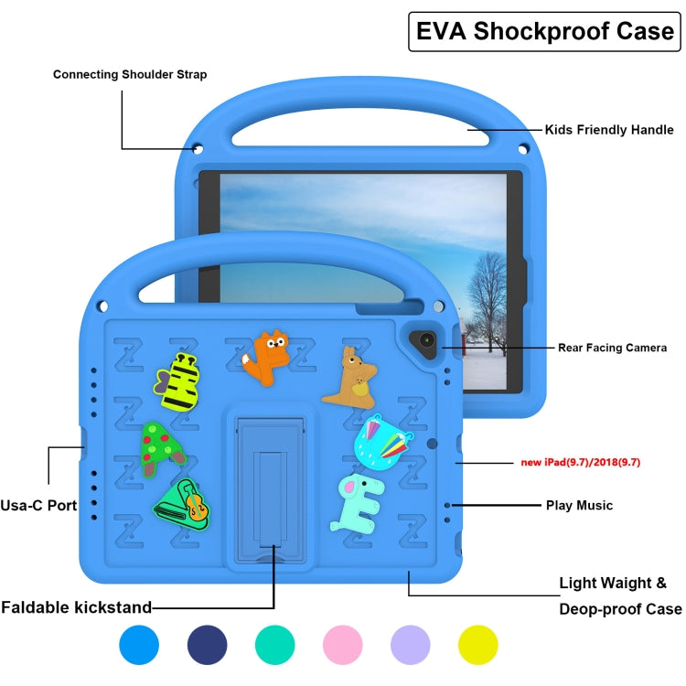 For iPad Air 2 / Air / 9.7 2018 Cartoon Sparrow EVA Shockproof Tablet Case(Blue) - iPad 9.7 (2018) & (2017) Cases by buy2fix | Online Shopping UK | buy2fix