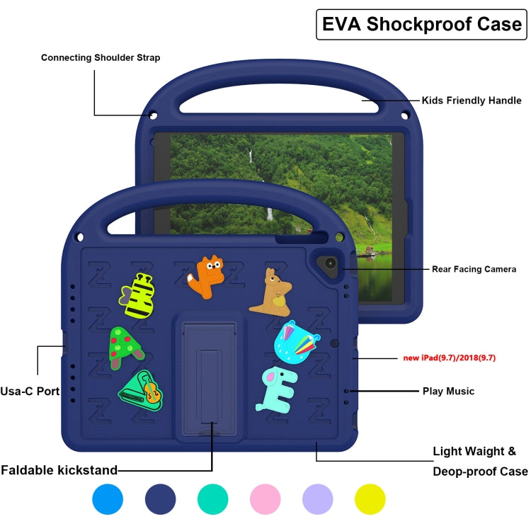 For iPad Air 2 / Air / 9.7 2018 Cartoon Sparrow EVA Shockproof Tablet Case(Navy Blue) - iPad 9.7 (2018) & (2017) Cases by buy2fix | Online Shopping UK | buy2fix