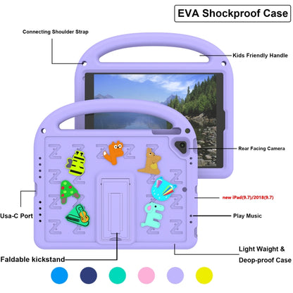 For iPad Air 2 / Air / 9.7 2018 Cartoon Sparrow EVA Shockproof Tablet Case(Taro Purple) - iPad 9.7 (2018) & (2017) Cases by buy2fix | Online Shopping UK | buy2fix