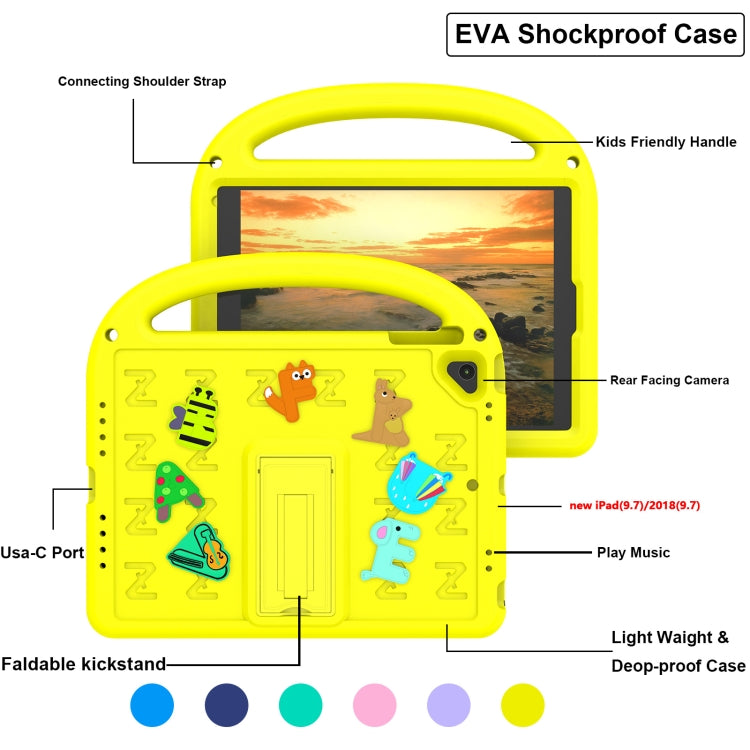 For iPad Air 2 / Air / 9.7 2018 Cartoon Sparrow EVA Shockproof Tablet Case(Yellow) - iPad 9.7 (2018) & (2017) Cases by buy2fix | Online Shopping UK | buy2fix