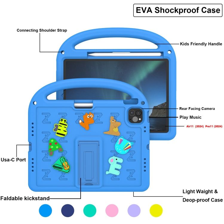 For iPad Air 11 2025 / 2024 Cartoon Sparrow EVA Shockproof Tablet Case(Blue) by buy2fix