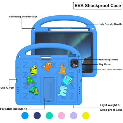 For iPad Air 11 2025 / 2024 Cartoon Sparrow EVA Shockproof Tablet Case(Blue) by buy2fix