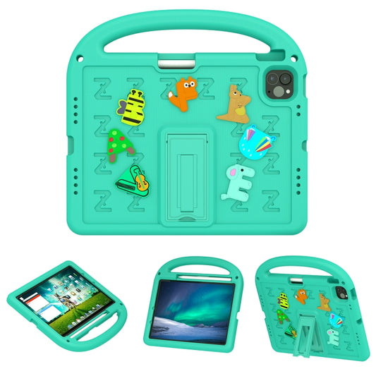 For iPad Air 11 2025 / 2024 Cartoon Sparrow EVA Shockproof Tablet Case(Glacier Green) by buy2fix