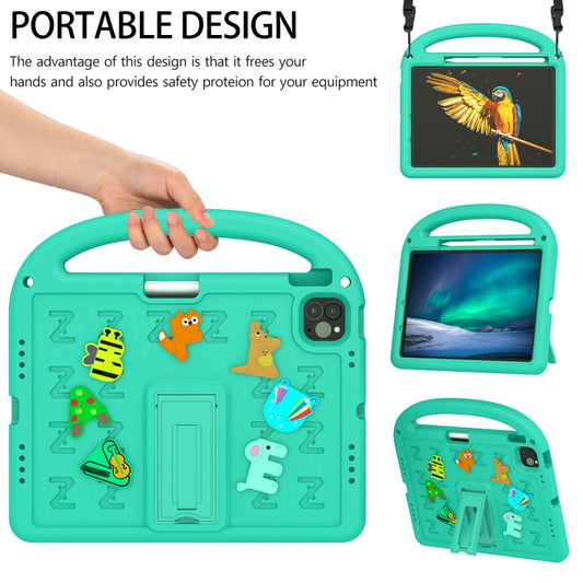 For iPad Air 11 2025 / 2024 Cartoon Sparrow EVA Shockproof Tablet Case(Glacier Green) by buy2fix