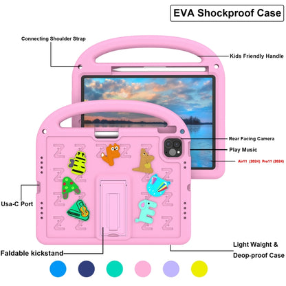 For iPad Air 11 2025 / 2024 Cartoon Sparrow EVA Shockproof Tablet Case(Pink) by buy2fix