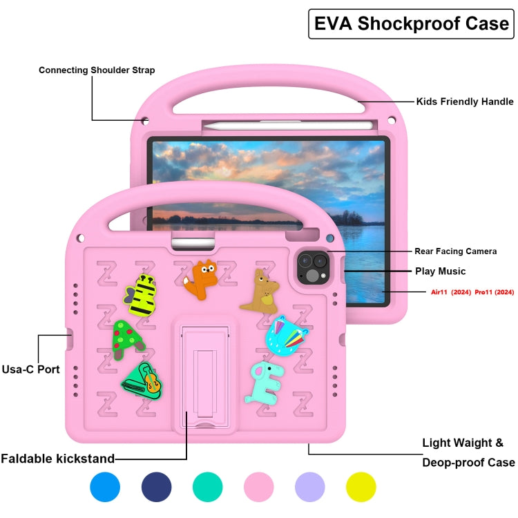 For iPad Pro 11 2025 / 2024 Cartoon Sparrow EVA Shockproof Tablet Case(Pink) by buy2fix