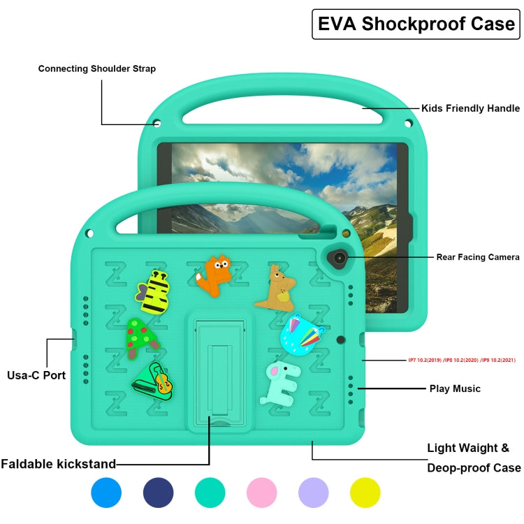 For iPad 10.2 / Air 3 10.5 Cartoon Sparrow EVA Shockproof Tablet Case(Glacier Green) - iPad 10.2 Cases by buy2fix | Online Shopping UK | buy2fix