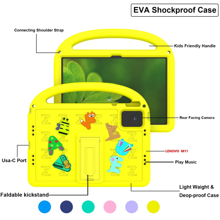 For Lenovo Tab M11 / Xiaoxin Pad 11 2024 Cartoon Sparrow EVA Shockproof Tablet Case(Yellow) - Lenovo by buy2fix | Online Shopping UK | buy2fix