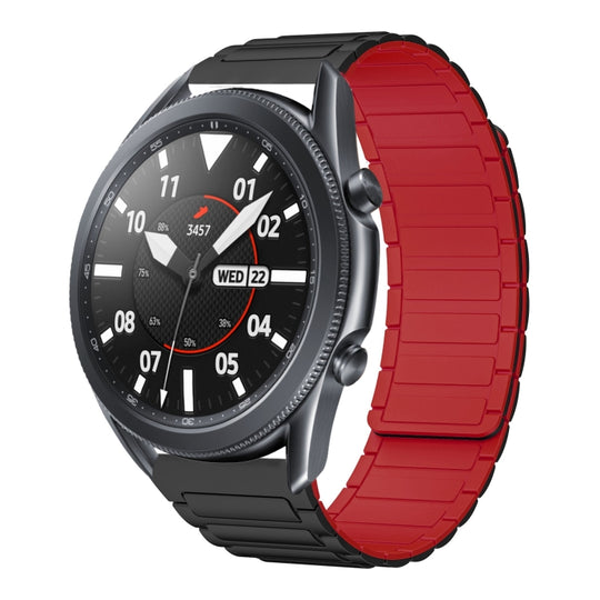 For Samsung Galaxy Watch 3 45mm 22mm I-shaped Magnetic Silicone Watch Band(Black+Red)