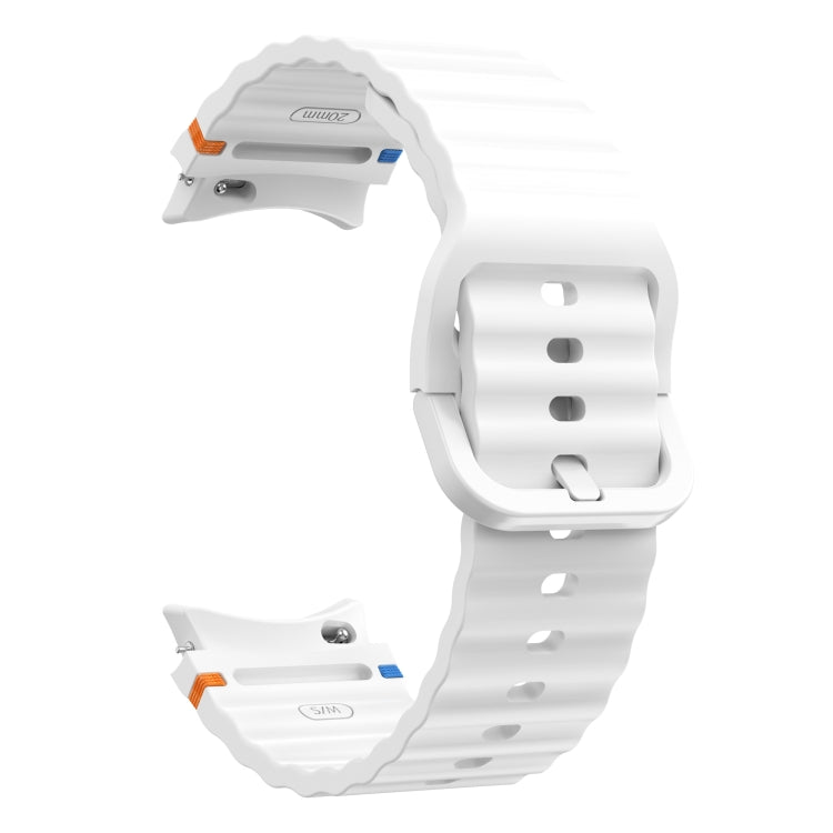 For Samsung Galaxy Watch 7 40 / 44mm Wave Pattern Stitched Silicone Watch Band(White) - Watch Bands by buy2fix | Online Shopping UK | buy2fix
