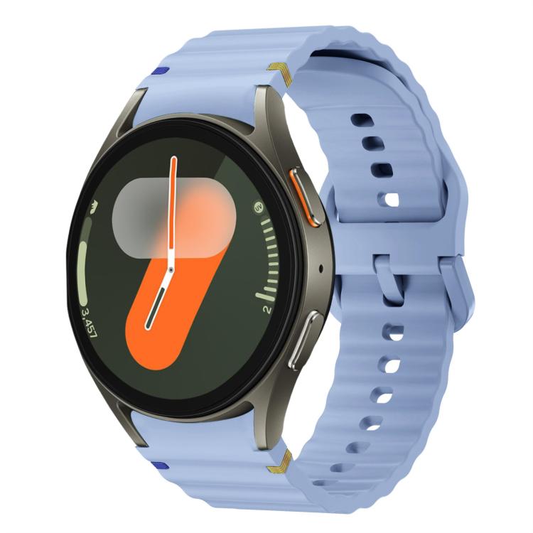 For Samsung Galaxy Watch 7 40 / 44mm Wave Pattern Stitched Silicone Watch Band(Light Blue) - Watch Bands by buy2fix | Online Shopping UK | buy2fix