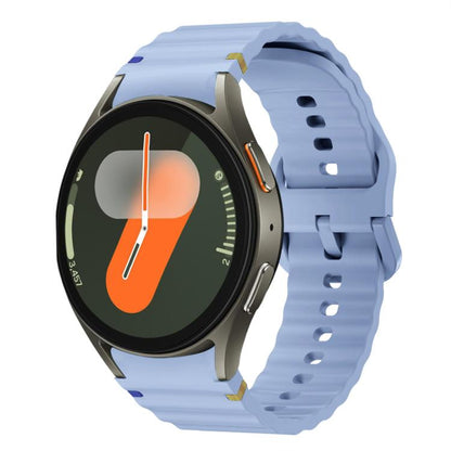 For Samsung Galaxy Watch 7 40 / 44mm Wave Pattern Stitched Silicone Watch Band(Light Blue) - Watch Bands by buy2fix | Online Shopping UK | buy2fix