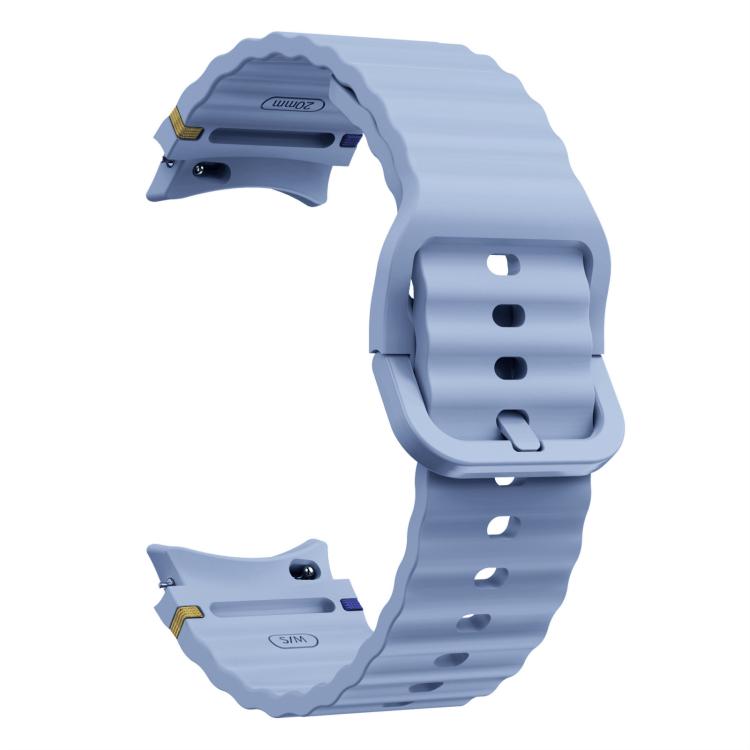 For Samsung Galaxy Watch 7 40 / 44mm Wave Pattern Stitched Silicone Watch Band(Light Blue) - Watch Bands by buy2fix | Online Shopping UK | buy2fix