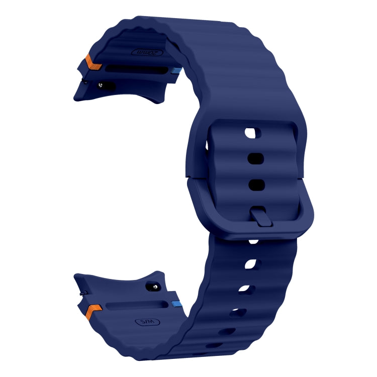 For Samsung Galaxy Watch 7 40 / 44mm Wave Pattern Stitched Silicone Watch Band(Dark Blue) - Watch Bands by buy2fix | Online Shopping UK | buy2fix