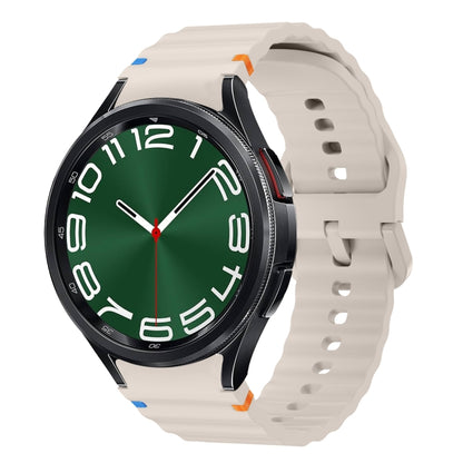 For Samsung Galaxy Watch 6 Classic Wave Pattern Stitched Silicone Watch Band(Starlight) - Watch Bands by buy2fix | Online Shopping UK | buy2fix