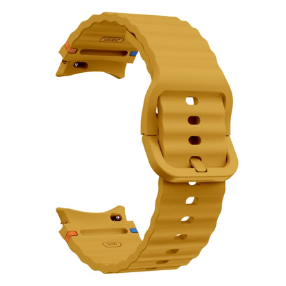 For Samsung Galaxy Watch 6 40 / 44mm Wave Pattern Stitched Silicone Watch Band(Yellow) - Watch Bands by buy2fix | Online Shopping UK | buy2fix