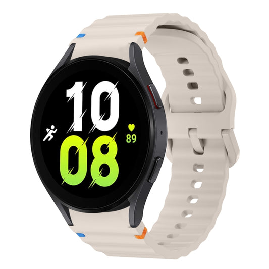 For Samsung Galaxy Watch 5 40 / 44mm Wave Pattern Stitched Silicone Watch Band(Starlight) - Watch Bands by buy2fix | Online Shopping UK | buy2fix