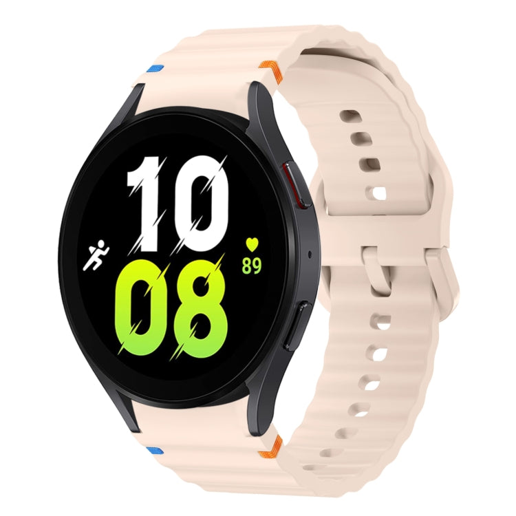 For Samsung Galaxy Watch 5 40 / 44mm Wave Pattern Stitched Silicone Watch Band(Pink) - Watch Bands by buy2fix | Online Shopping UK | buy2fix