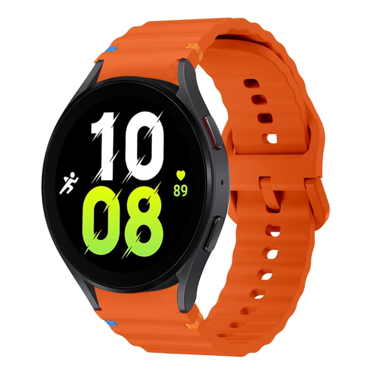 For Samsung Galaxy Watch 5 40 / 44mm Wave Pattern Stitched Silicone Watch Band(Orange) - Watch Bands by buy2fix | Online Shopping UK | buy2fix