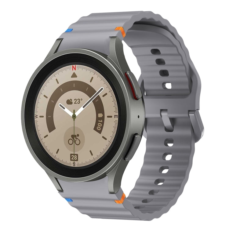 For Samsung Galaxy Watch 5 Pro Wave Pattern Stitched Silicone Watch Band(Dark Gray) - Watch Bands by buy2fix | Online Shopping UK | buy2fix