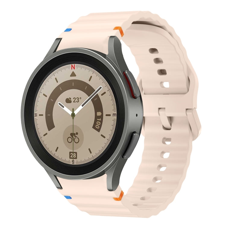 For Samsung Galaxy Watch 5 Pro Wave Pattern Stitched Silicone Watch Band(Pink) - Watch Bands by buy2fix | Online Shopping UK | buy2fix