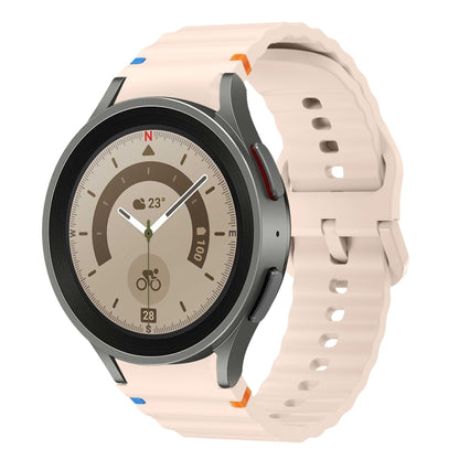 For Samsung Galaxy Watch 5 Pro Wave Pattern Stitched Silicone Watch Band(Pink) - Watch Bands by buy2fix | Online Shopping UK | buy2fix