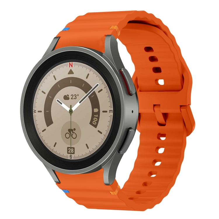 For Samsung Galaxy Watch 5 Pro Wave Pattern Stitched Silicone Watch Band(Orange) - Watch Bands by buy2fix | Online Shopping UK | buy2fix