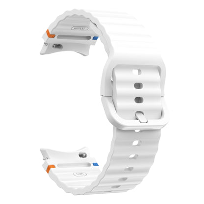 For Samsung Galaxy Watch 4 40 / 44mm Wave Pattern Stitched Silicone Watch Band(White) - Watch Bands by buy2fix | Online Shopping UK | buy2fix