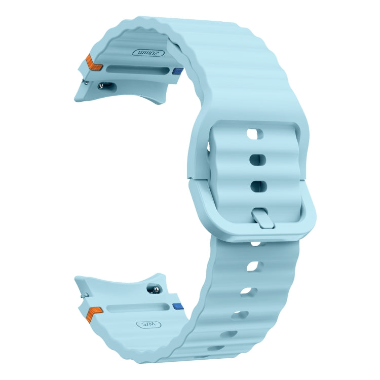 For Samsung Galaxy Watch 4 40 / 44mm Wave Pattern Stitched Silicone Watch Band(Light Blue) - Watch Bands by buy2fix | Online Shopping UK | buy2fix