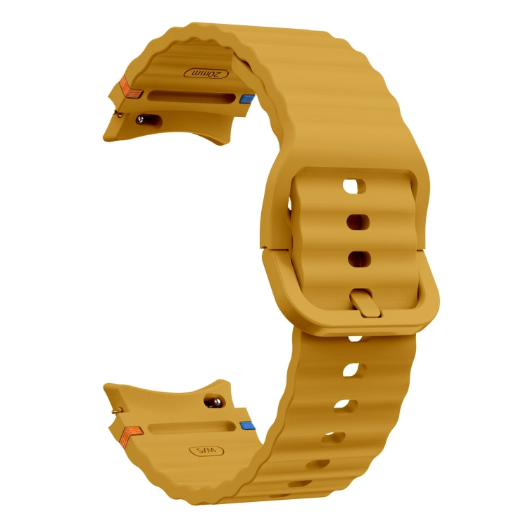 For Samsung Galaxy Watch 4 40 / 44mm Wave Pattern Stitched Silicone Watch Band(Yellow) - Watch Bands by buy2fix | Online Shopping UK | buy2fix