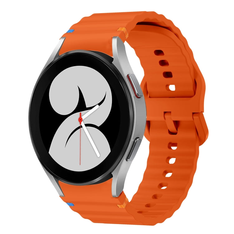 For Samsung Galaxy Watch 4 40 / 44mm Wave Pattern Stitched Silicone Watch Band(Orange) - Watch Bands by buy2fix | Online Shopping UK | buy2fix