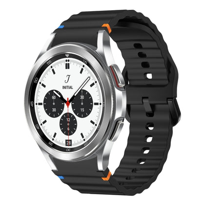 For Samsung Galaxy Watch 4 Classic 42 / 46mm Wave Pattern Stitched Silicone Watch Band(Black) - Watch Bands by buy2fix | Online Shopping UK | buy2fix