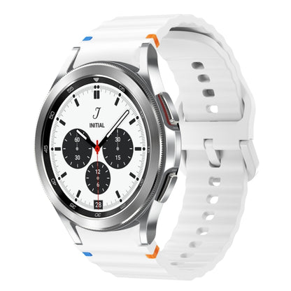 For Samsung Galaxy Watch 4 Classic 42 / 46mm Wave Pattern Stitched Silicone Watch Band(White) - Watch Bands by buy2fix | Online Shopping UK | buy2fix