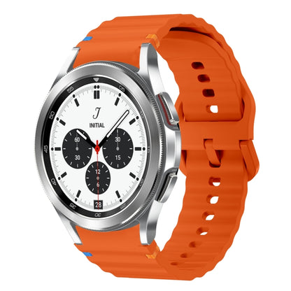For Samsung Galaxy Watch 4 Classic 42 / 46mm Wave Pattern Stitched Silicone Watch Band(Orange) - Watch Bands by buy2fix | Online Shopping UK | buy2fix