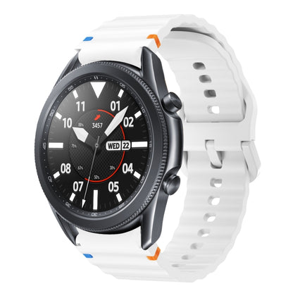 For Samsung Galaxy Watch3 41mm Wave Pattern Stitched Silicone Watch Band(White) - Watch Bands by buy2fix | Online Shopping UK | buy2fix