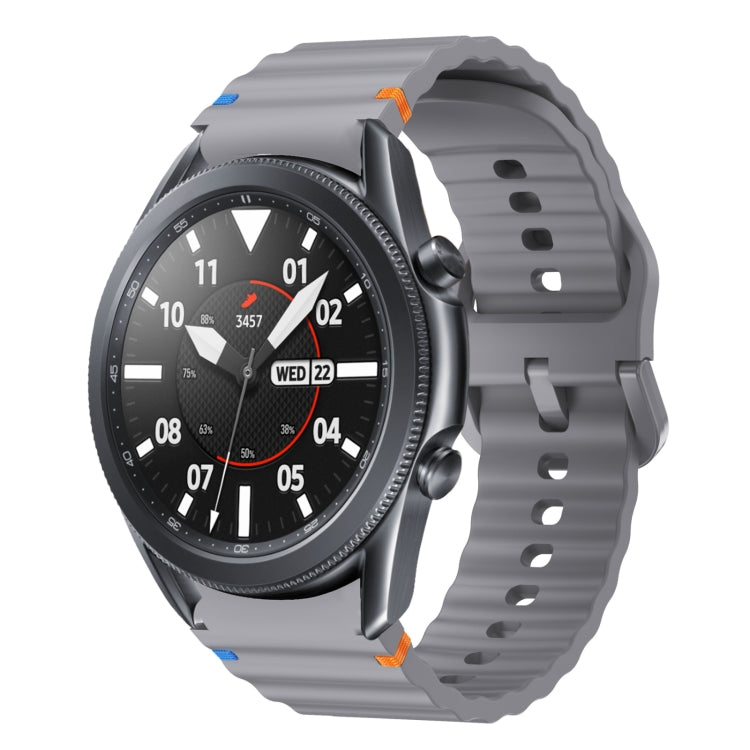For Samsung Galaxy Watch3 41mm Wave Pattern Stitched Silicone Watch Band(Dark Gray) - Watch Bands by buy2fix | Online Shopping UK | buy2fix
