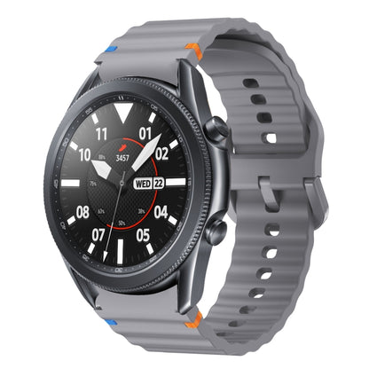 For Samsung Galaxy Watch3 41mm Wave Pattern Stitched Silicone Watch Band(Dark Gray) - Watch Bands by buy2fix | Online Shopping UK | buy2fix
