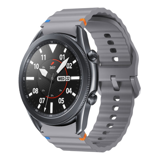 For Samsung Galaxy Watch3 41mm Wave Pattern Stitched Silicone Watch Band(Dark Gray) - Watch Bands by buy2fix | Online Shopping UK | buy2fix